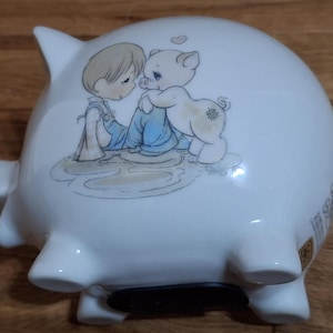 Precious Moments Piggy Bank Enesco 1985 Samuel J Butcher Pig