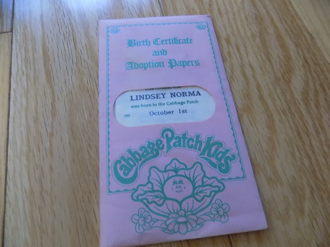 Cabbage Patch Kids Adoption Papers Birth Certificate CPK - Etsy