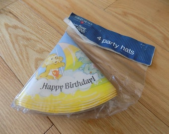 Vintage Carebear Cousins Birthday Party Hats - Sealed Set of 4