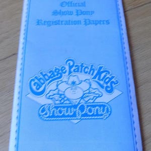 Vintage Cabbage Patch Kids Birth Certificate: Show Pony Registration Papers
