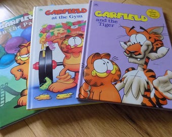 Vintage Garfield Book Lot: Tiger, Gym, Park Easy Golden Book
