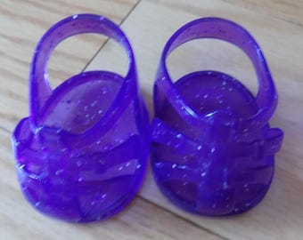 Vintage Cabbage Patch Kids Doll Shoes: Purple Sparkly Sandals