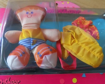 Smooshees cuddlers Fisher Price Tim Borsa da palestra Vestiti Abbigliamento Smooshies Lotto vintage NUOVO