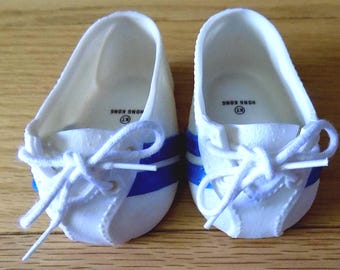 Vintage Cabbage Patch Kids Doll Shoes: White Tenners with Blue Stripe