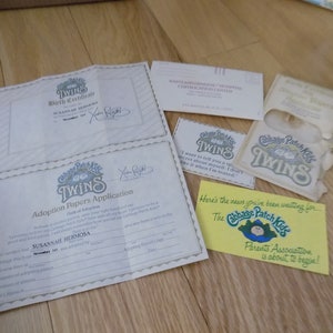 Cabbage Patch Kinderadoptiepapieren Geboorteakte CPK Twins Susannah Hermosa