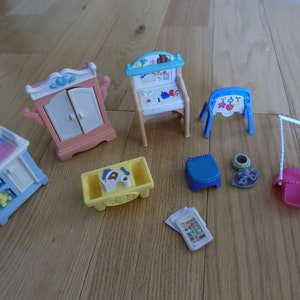 Vintage Fisher Price Loving Family Dollhouse and Accessories 