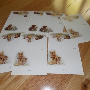 Stationery note cards notes vintage Hallmark kittens cats dogs puppies  paper writing cards letters stationary animals