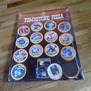 Pogs TOMBSTONE PIZZA Limited Edition Collector Set Quarterback NFL Club Pog Versiegelt Neues Milchkappenset