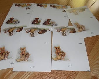Vintage Hallmark Stationery Note Cards: Kittens, Cats & Puppies (1996)