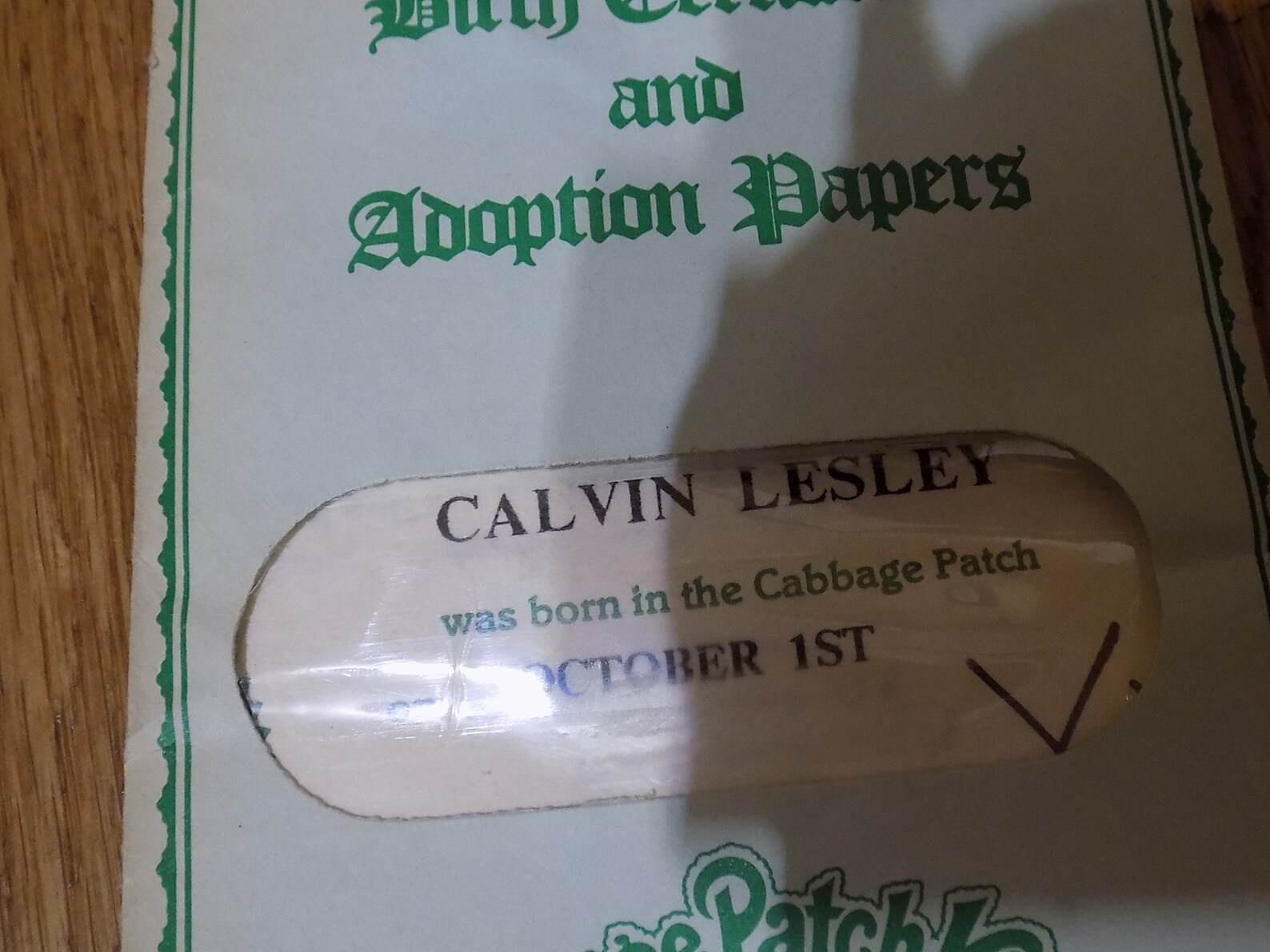 Cabbage Patch Kids Adoption Papers Birth Certificate CPK Etsy
