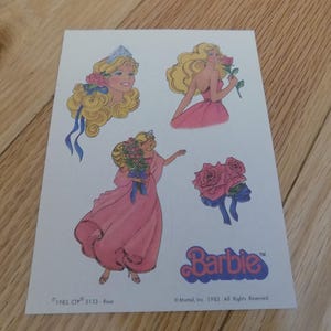 BARBIE Vintage Scratch N Sniff STICKER sheet 1980&#39;s Rose  Strawberry Mattel Sticker Sheet Scapbooking Arts Crafts