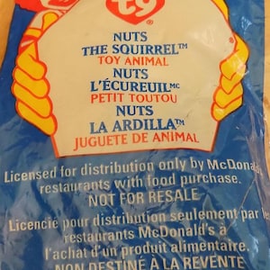 Ty Beanie Babies Nuts the Squirrel Vintage McDonald's Happy Meal Toy Doll Stuffed Animal