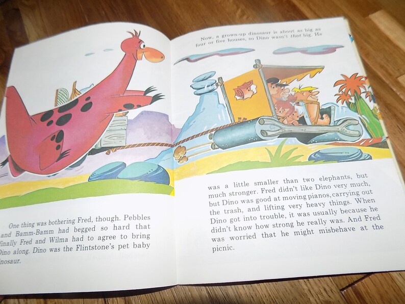 The Flintstones on a Picnic With Dino Stories Children's Etsy