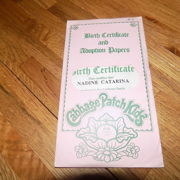 Cabbage Patch Birth Certificate Etsy