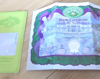Cabbage Aufnäher Kinder Adoption Papers Geburtsurkunde DPK: Ashley Kara 24.Februar 24th