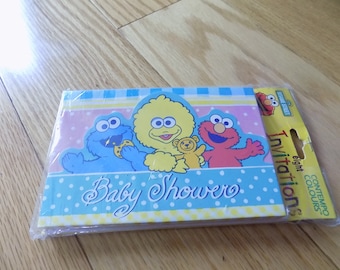 Baby Shower Invitations Invites Stationery note cards notes vintage Sesame Street Muppets