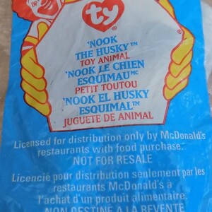 Ty Beanie Babies Husky Nook Vintage McDonald&#39;s Happy Meal Toy Doll Stuffed Animal
