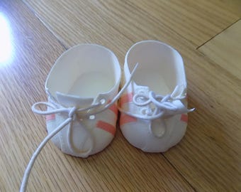 Vintage Cabbage Patch Kids Doll Shoes: White Tenner's with Pink Stripe