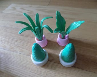 Vintage Fisher Price Loving Family Dollhouse Furniture Playskool: Potted Plants Trees