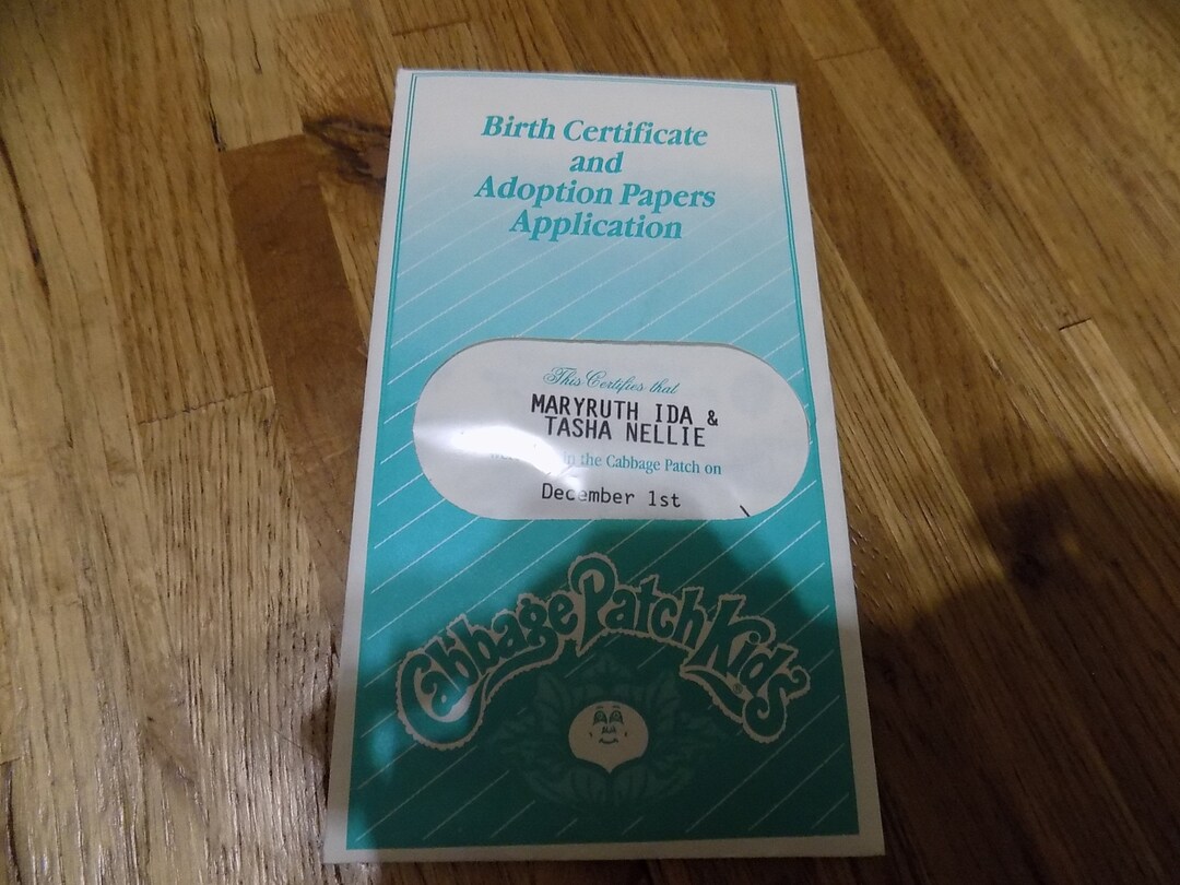 Cabbage Patch Kids Adoption Papers Birth Certificate CPK Twins Maryruth