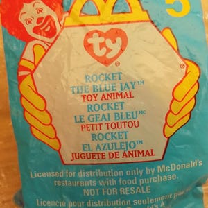 Ty Beanie Babies Baby Rocket The Blue Jay Vintage McDonald&#39;s Happy Meal Toy Doll Stuffed Animal