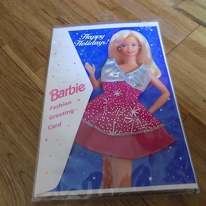 BARBIE Vintage Fashion-wenskaart Fijne Feestdagen 1995 Mattel Scapbooking Arts Crafts