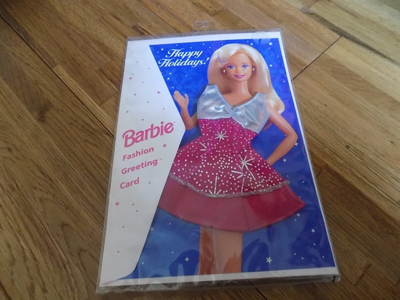 BARBIE Vintage Fashion Greeting Card Happy Holidays 1995 Mattel Scapbooking Arts  Crafts 