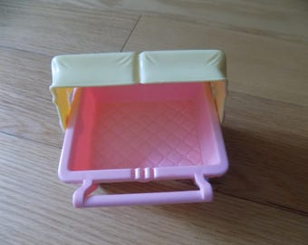 Vintage Fisher Price Dollhouse Furniture & Figure: Stroller baby carriage
