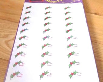 Christmas Holiday Labels: Holly Address and Gift Label sticker vintage Post office Whoville