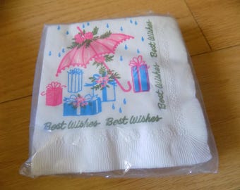Vintage Bridal or Baby Shower Napkins: Floral Party Decor