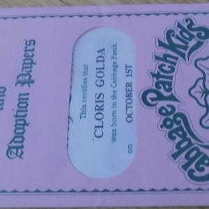 Cabbage Patch Geboorteakte kinderen CPK Cloris Golda