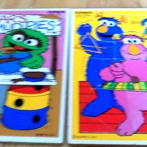 Oscar the Grouch Three Honkers Playskool Tray Puzzle Frame Puzzles 1980's Vintage Jigsaw Puzzles Day Care Childrens Toy Dolls Playskool