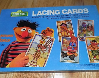 Vintage Sesame Street Lacing Cards: Muppets Around the World Game
