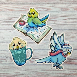 Gemütliche Wellensittiche Stickerset