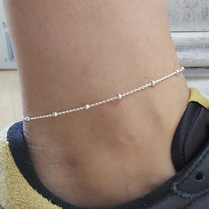 Sterling Silver Dainty Anklet, Summer Anklet, Satellite Chain, Minimalist anklet, Delicate Anklet, Layered anklet