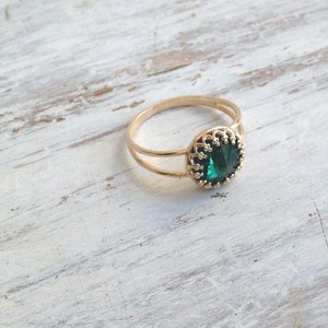 Stacking Ring, Gold Filled Ring, Emerald Ring, Green Jewelry, Stackable ...