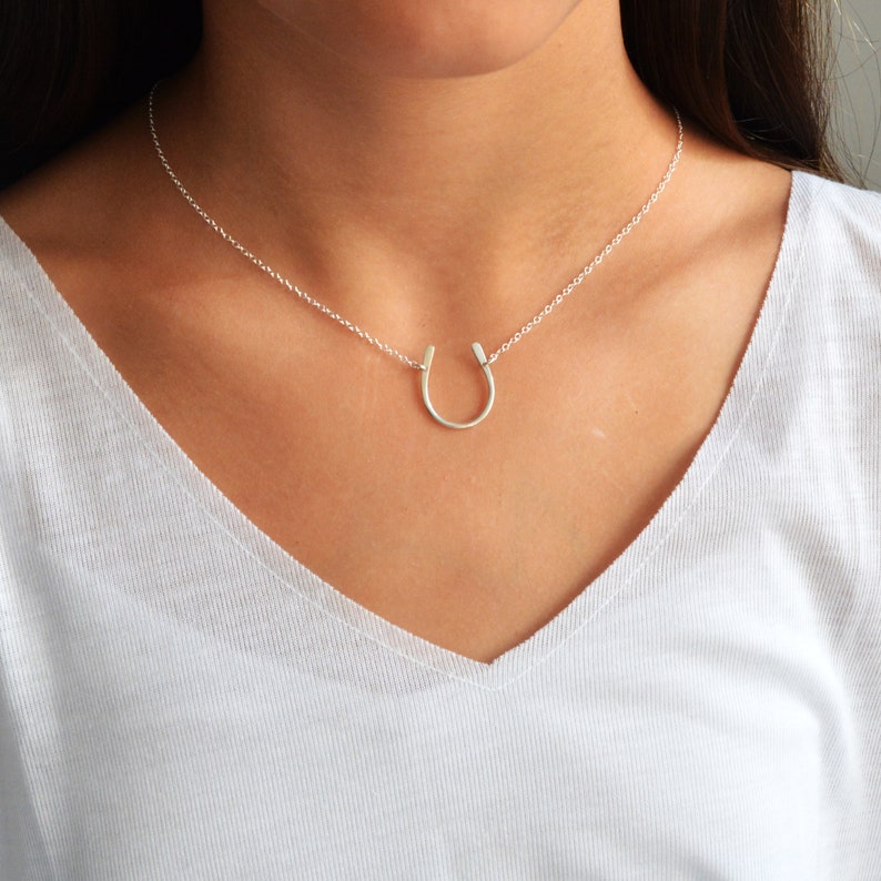 Dainty Horseshoe Necklace Lucky Charm Necklace Minimalist Etsy