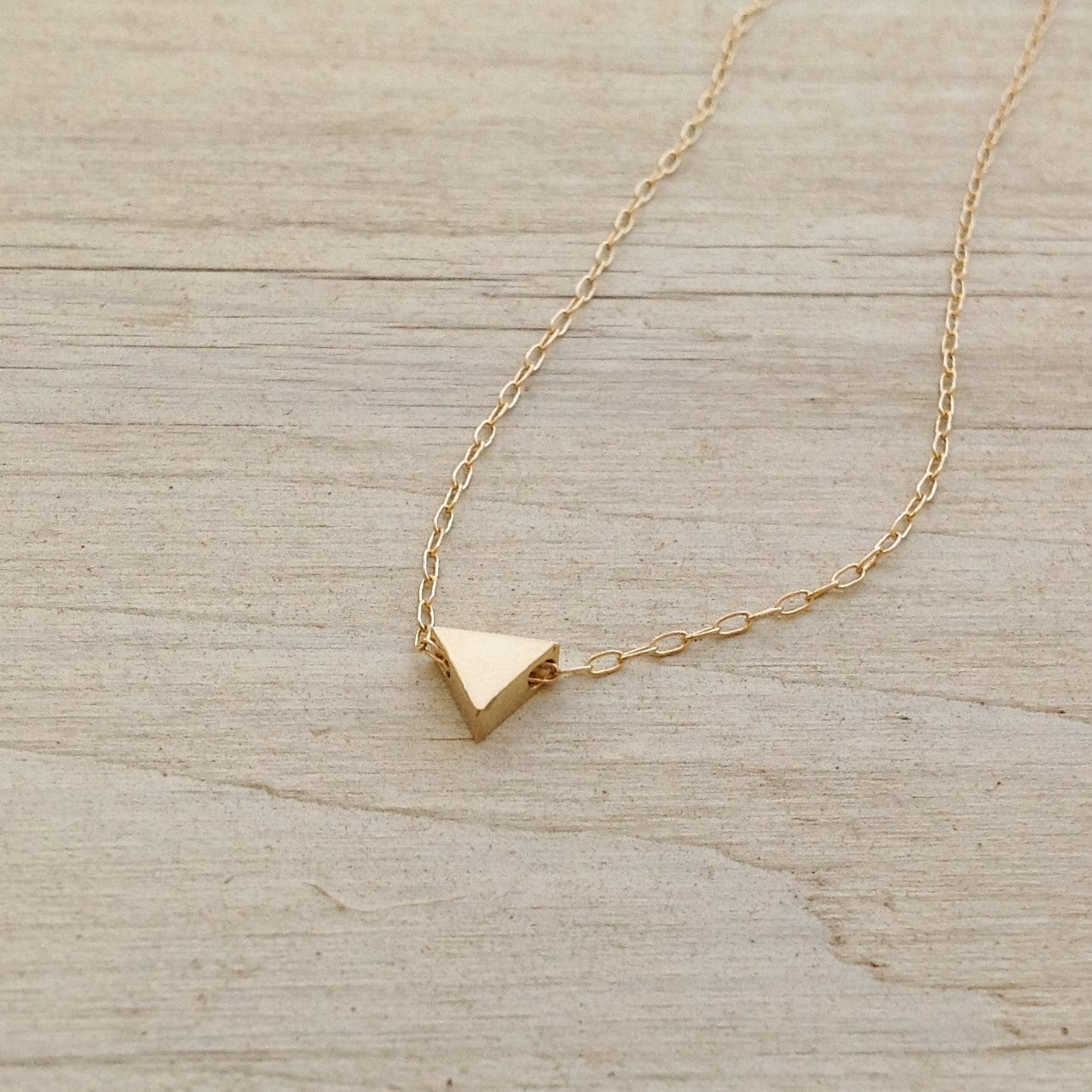 Gold Necklace Triangle Necklace Tiny Gold Triangle Necklace - Etsy