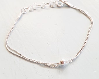 Sterling Silver Anklet,Simple Silver Anklet,Delicate Sterling Silver Ankle Bracelet,Beaded Anklet,Thin Anklet,Minimalist,Beach Anklet