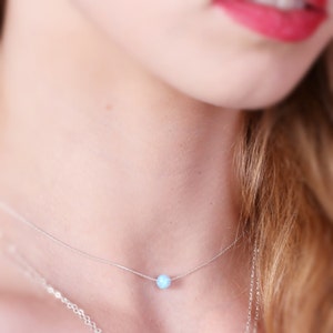 Choker Necklace,Opal Choker Necklace,Silver Choker,Gold Choker Necklace,Dainty Gemstone Choker,Opal Bead Necklace image 2
