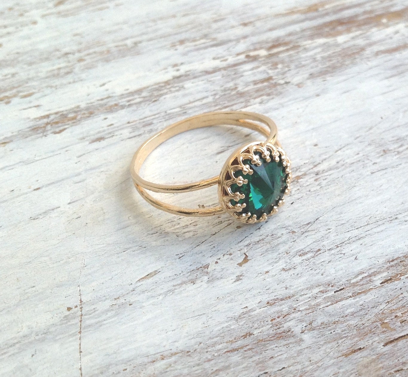 Stacking Ring Gold Filled Ring Emerald Ring Green Jewelry | Etsy