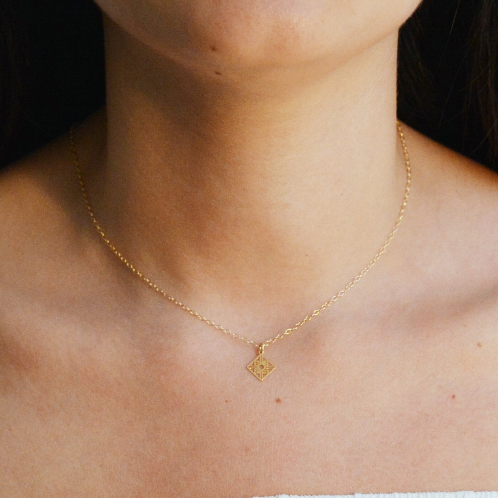 Gold Necklace Tiny Necklace Simple Necklace Tiny Gold Etsy