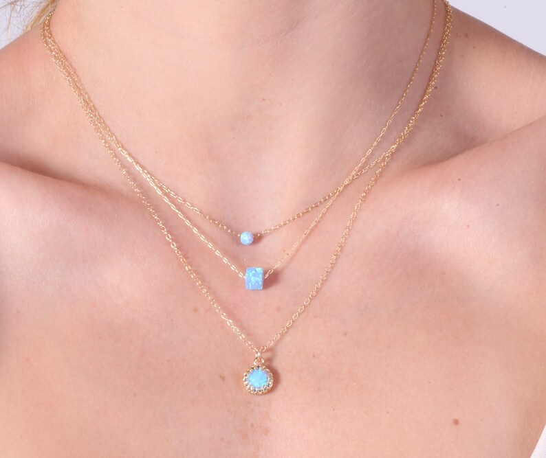 Opal Necklace Gold Opal Necklaceopal Necklacedainty Opal - Etsy