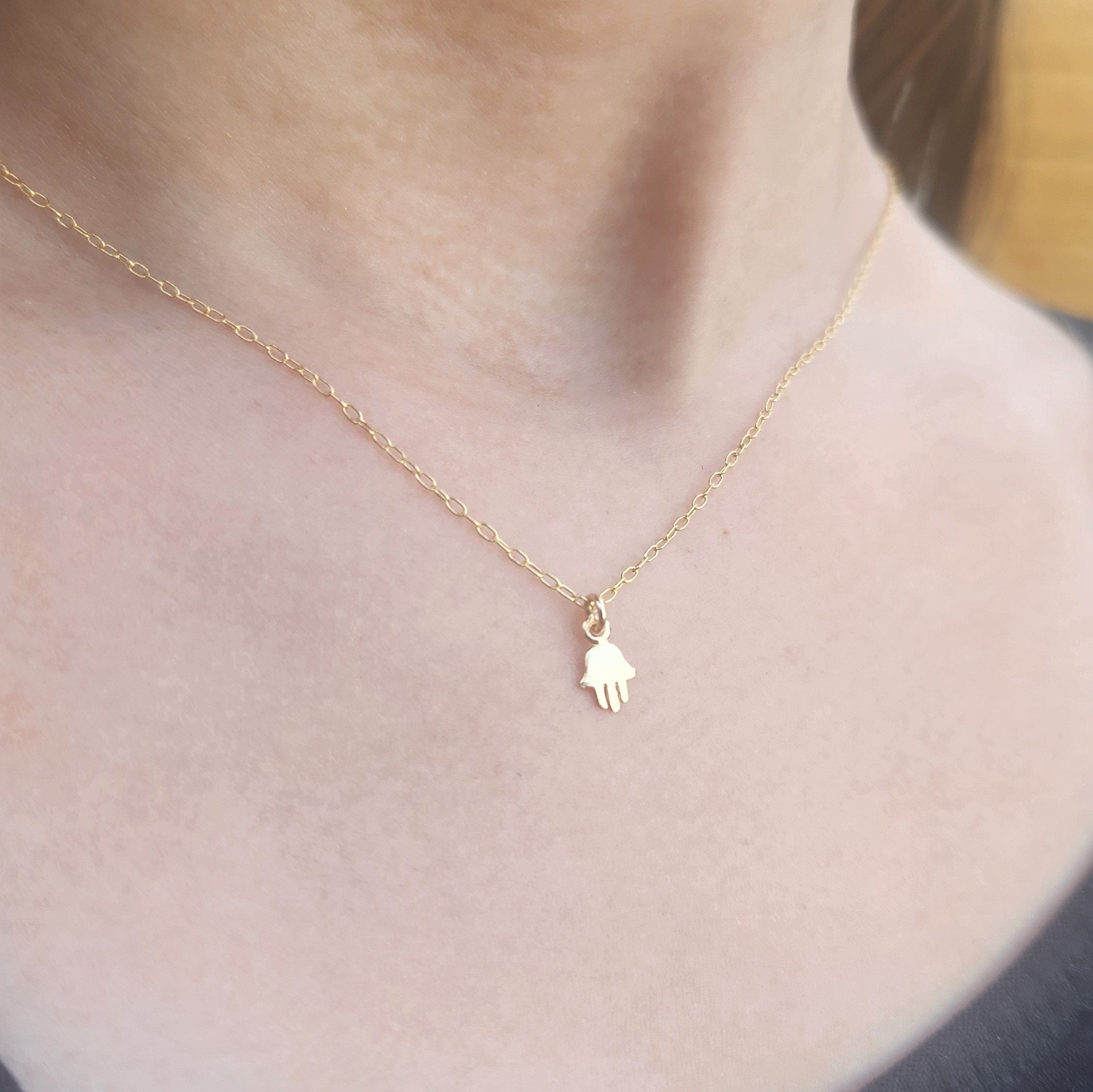 Hamsa Necklace Gold Hamsa Necklace Gold Necklace Tiny Hamsa Necklace Petite Jewelry Casual Necklace Small Petite Necklace luck 012 Etsy