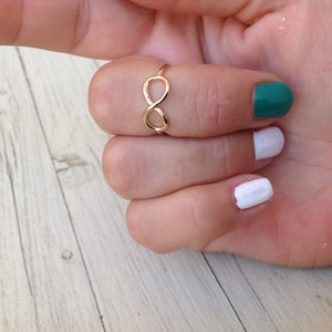 Knuckle ring, infinity gold ring, above knuckle ring, infinity ring, mid knuckle rings, small gold ring, thin rings, gold knuckle rings-A1