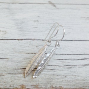Silver Feather earrings, dangle earrings, feather earrings, boho earrings, long feather earrings sterling silver drop earrings