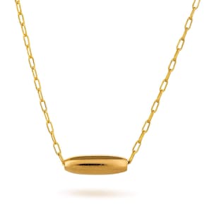 Tiny Gold Necklace,Charm Necklace,Gold Bead Necklace,Gold Necklace,Rice Shape Bead Necklace,Minimalist Gold Necklace,Bridesmaid gift