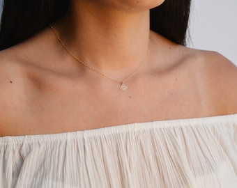 gold necklace, tiny necklace, simple necklace, tiny gold necklace,charm necklace,petite jewelry,dainty necklace,minimalist jewelry- A549 ,