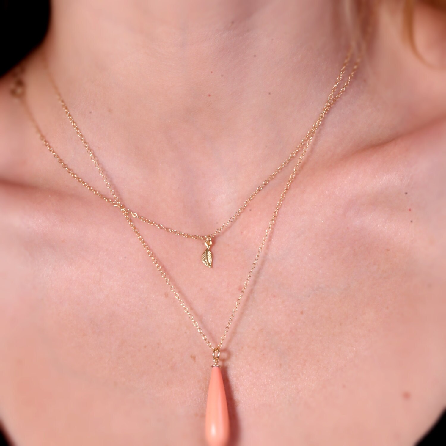 Dainty Gold Necklace Gold Leaf Necklace Dainty Necklace Etsy