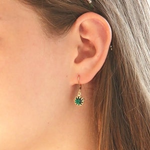 Emerald earring,Gold earrings,dangle gold earrings,dainty earrings, green emerald earrings,gift for women,delicate earrings.silver earrings